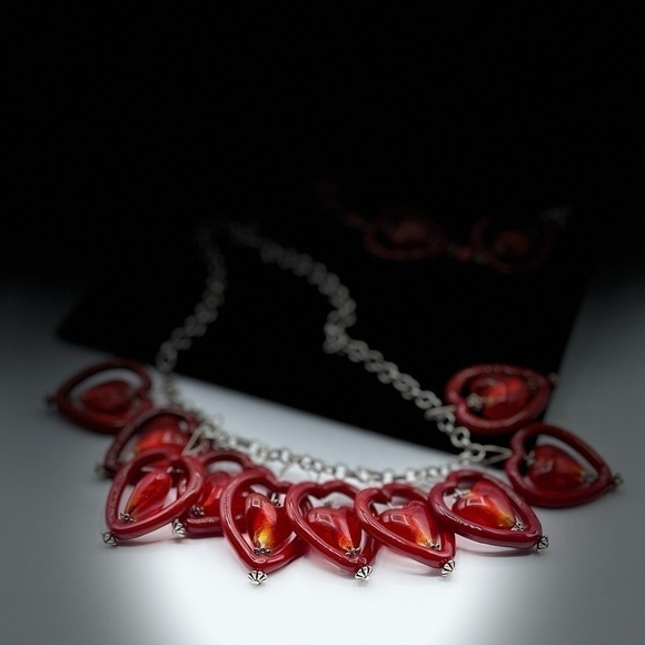 Heart Murano Italian Glass Necklace and Bracelet - Picture 7 of 7